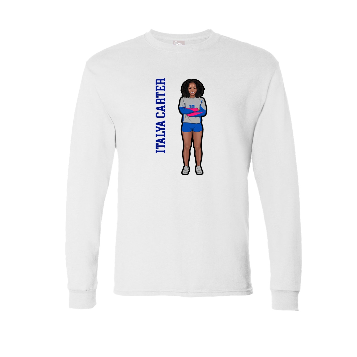 Long Sleeve Tee — Name Vertical in White