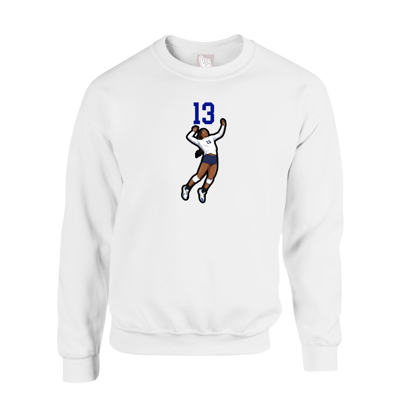 Fleece Crew — Number Top in White