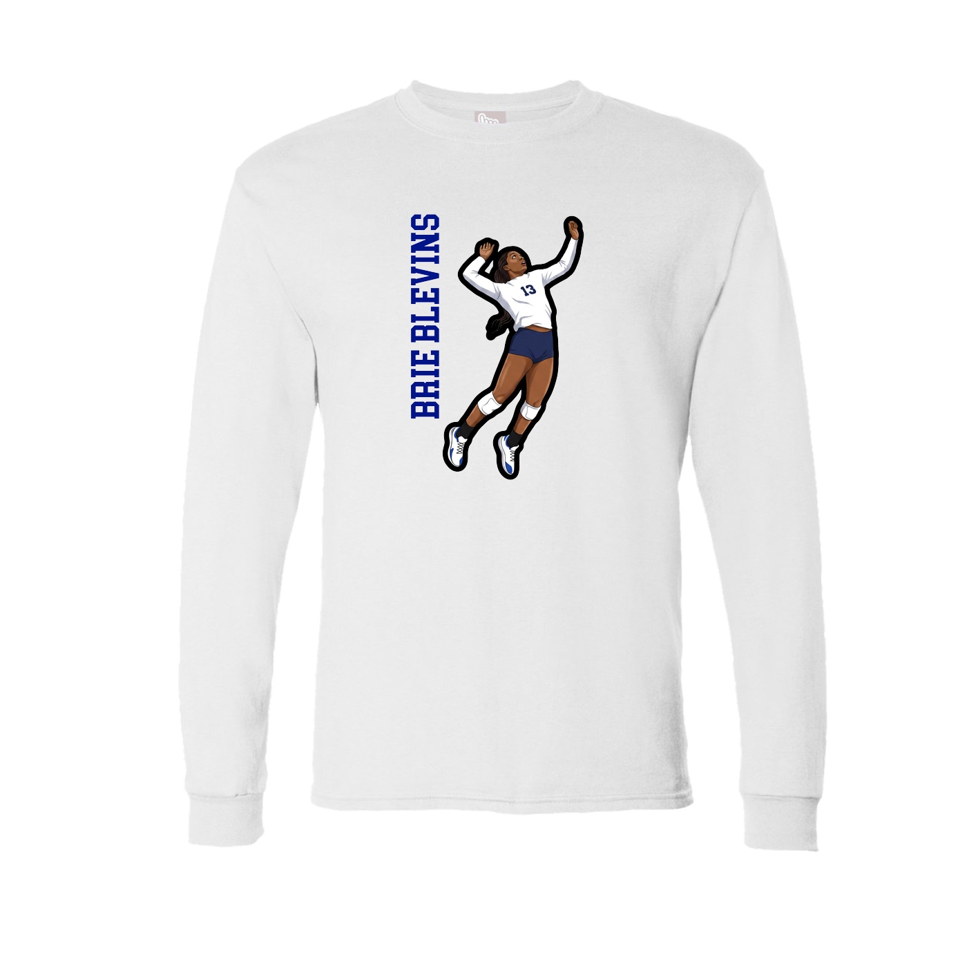 Long Sleeve Tee — Name Vertical in White