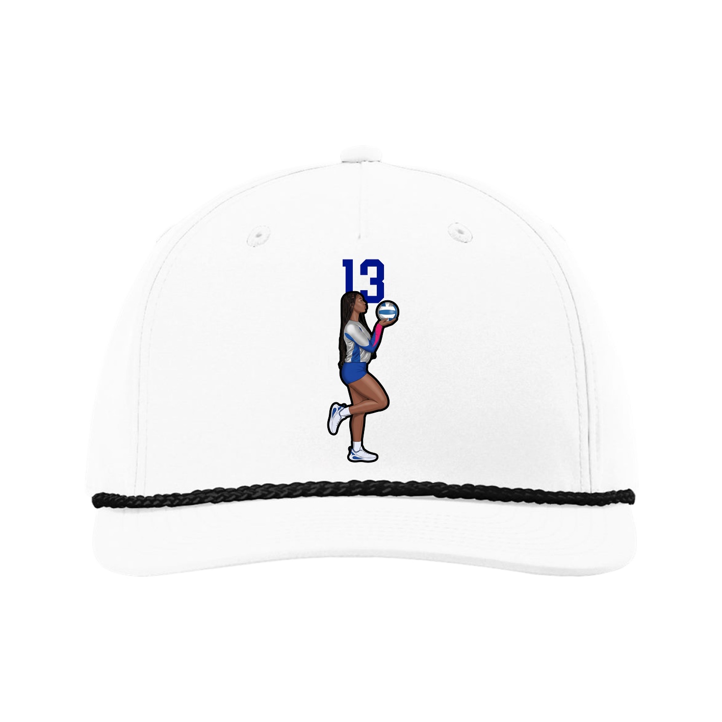 Five-Panel Classic Rope Cap — Number Top in White