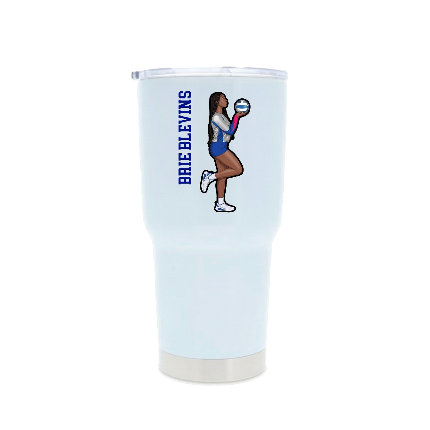 30oz Stainless Steel Tumbler — Name Vertical in White
