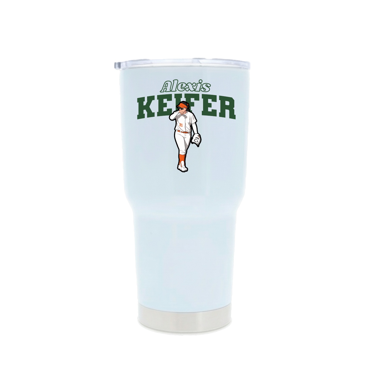 30oz Stainless Steel Tumbler — Name Arch in White