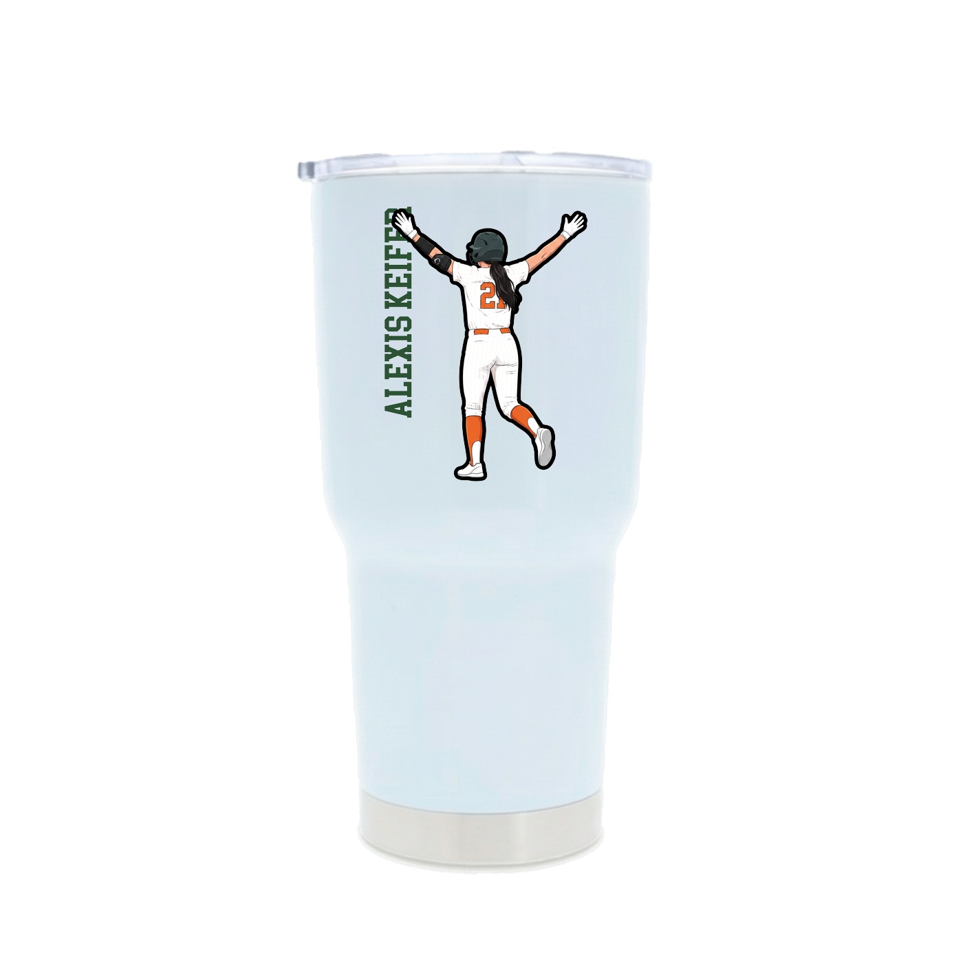 30oz Stainless Steel Tumbler — Name Vertical in White
