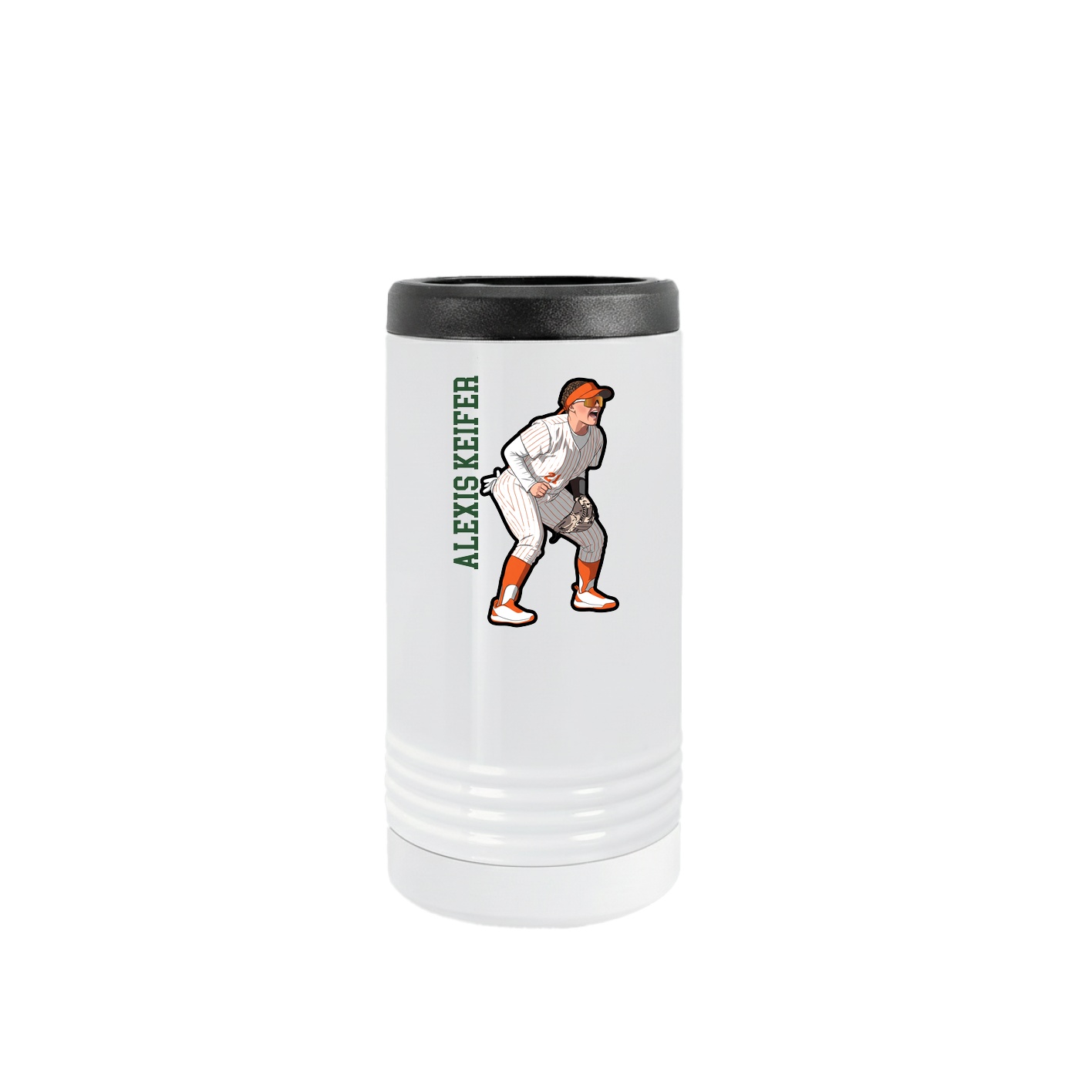 Slim Beverage Holder — Name Vertical in White