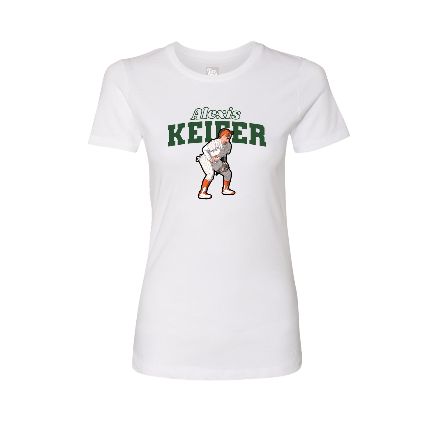 Fitted Women's Tee — Name Arch in White
