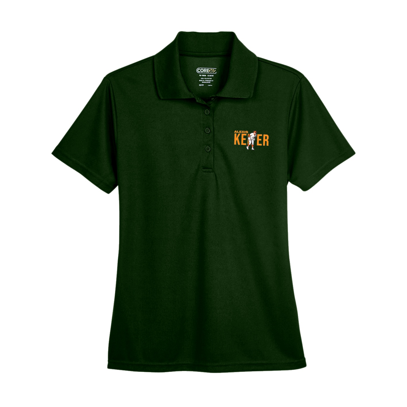 Womens Performance Polo — Player Name in Green