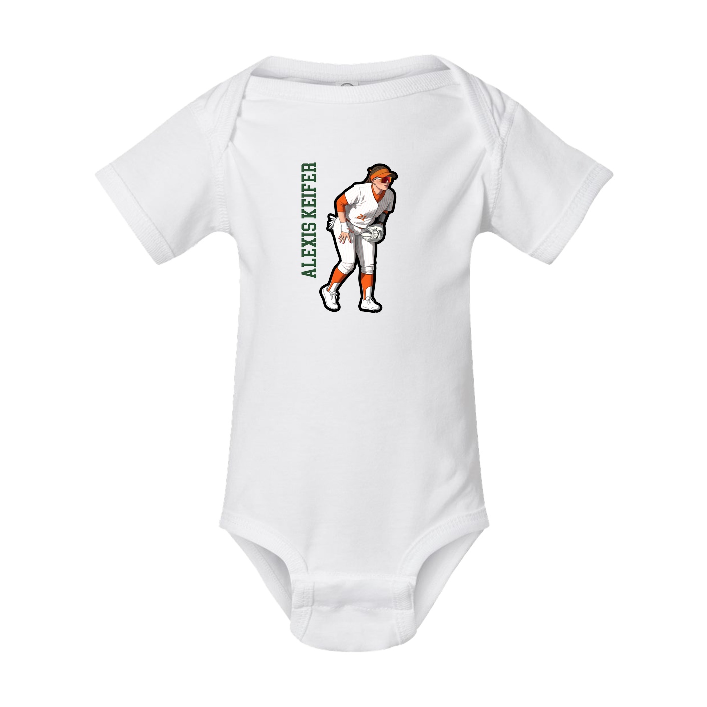Baby Onesie — Name Vertical in White