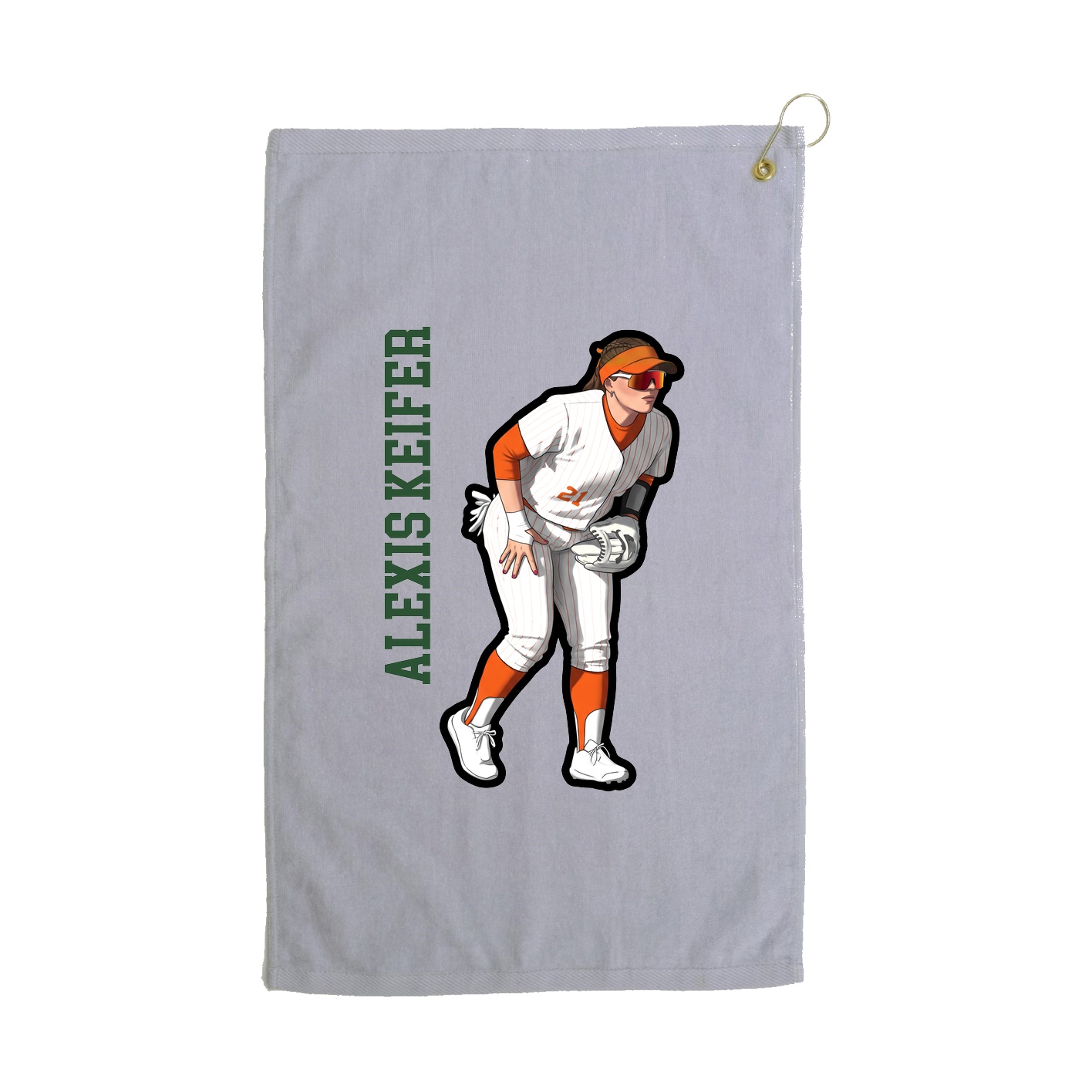 Golf Towel — Name Vertical in Grey
