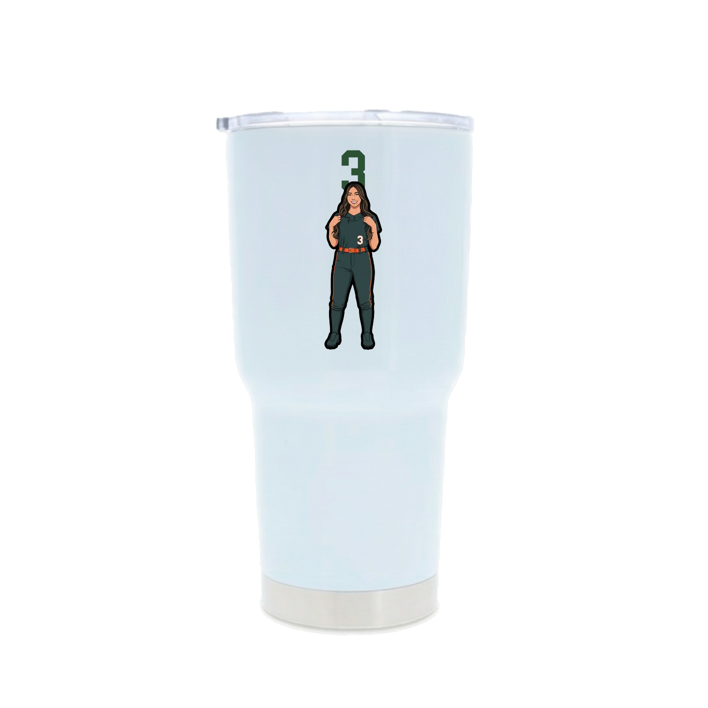 30oz Stainless Steel Tumbler — Number Top in White