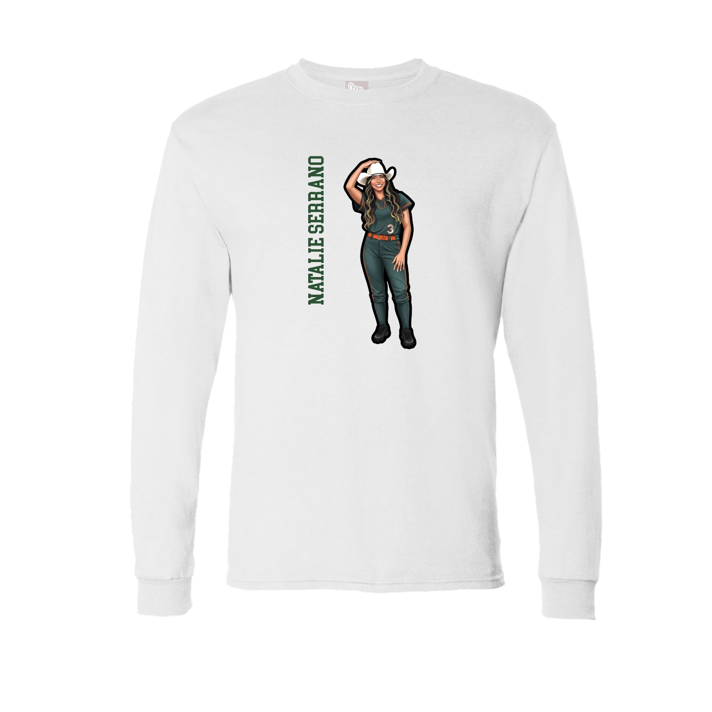 Long Sleeve Tee — Name Vertical in White