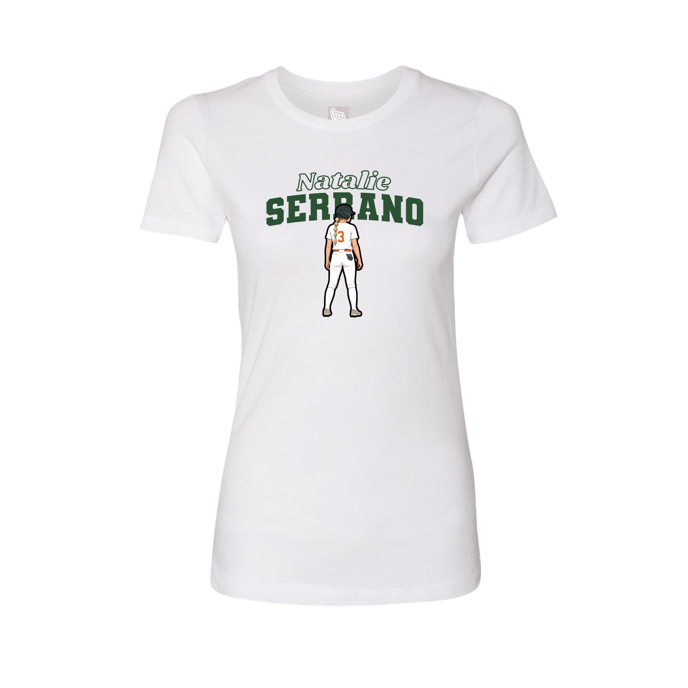 Fitted Women's Tee — Name Arch in White