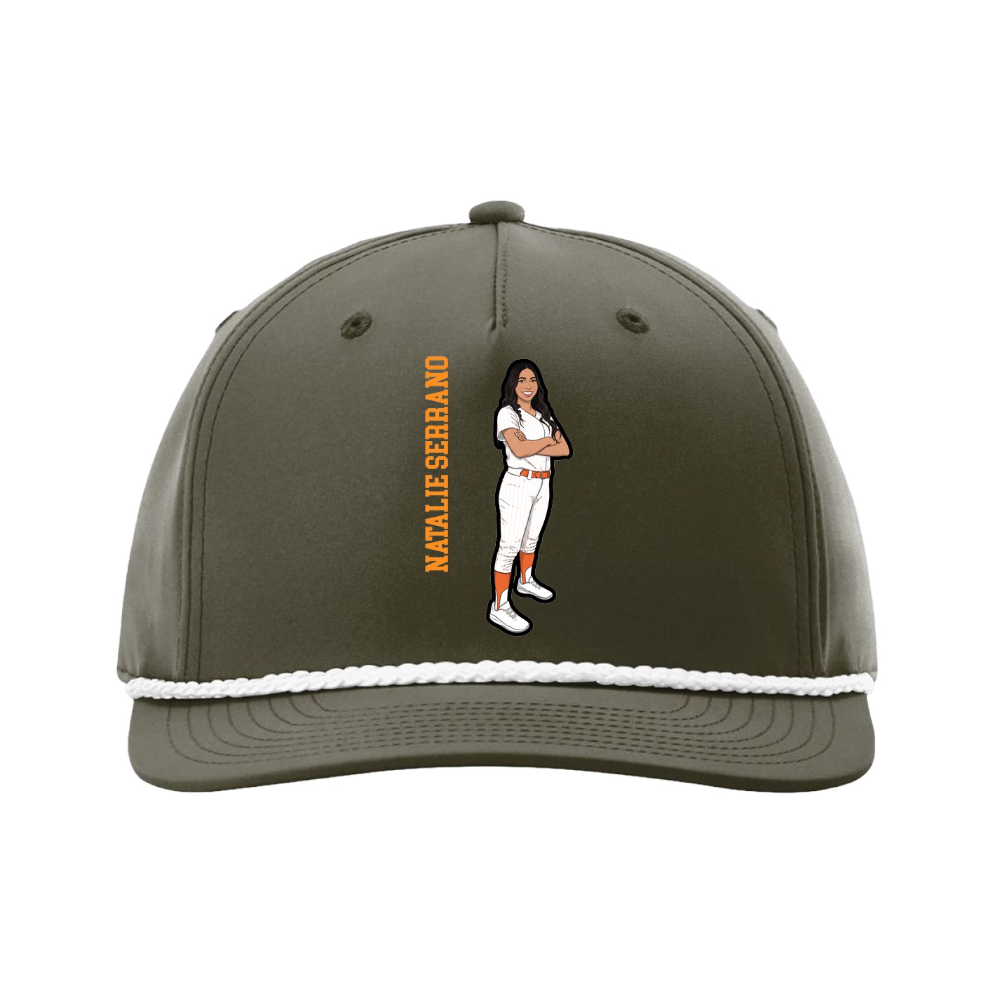 Five-Panel Classic Rope Cap — Name Vertical in Green