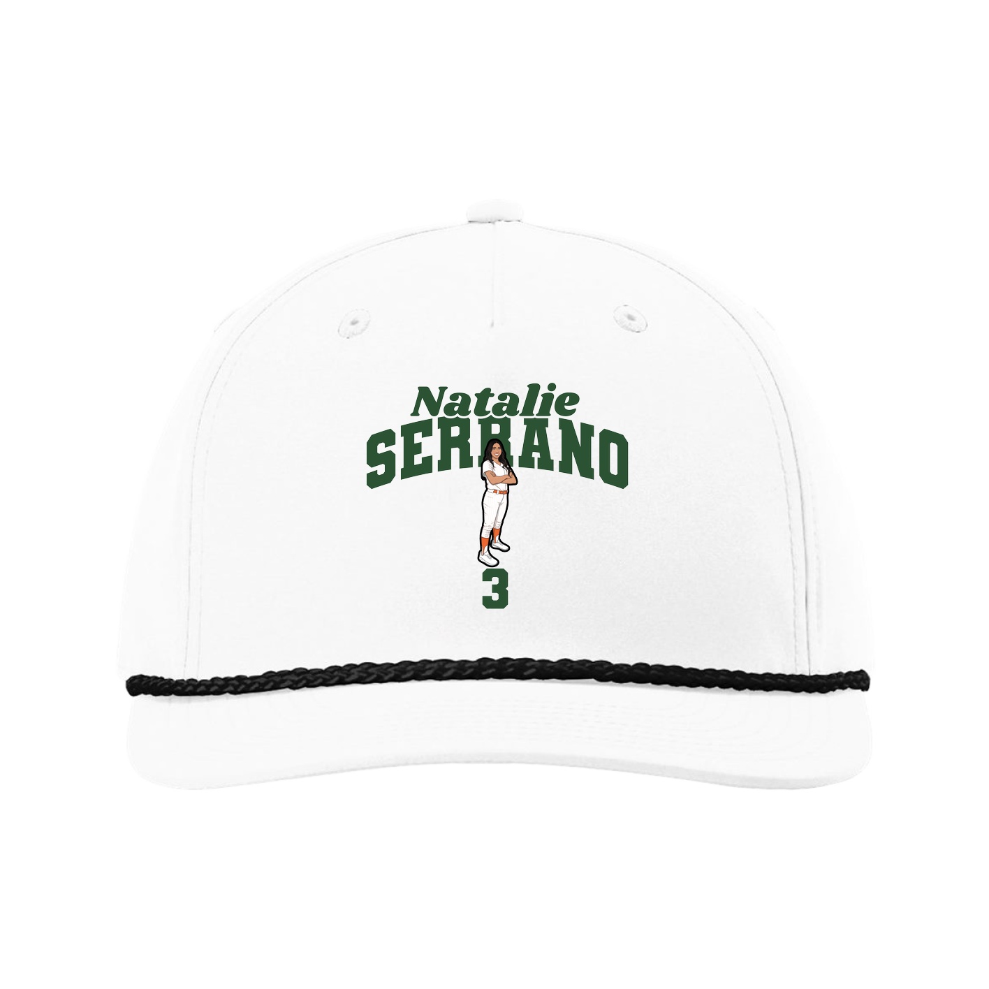 Five-Panel Classic Rope Cap — Signature Arch in White