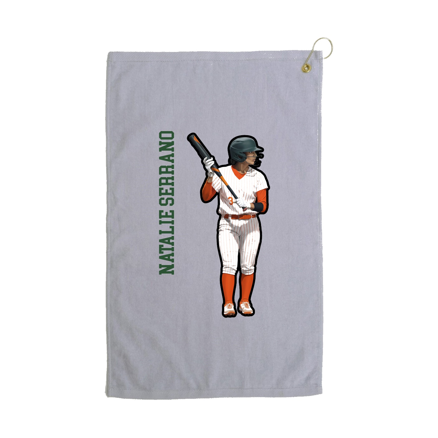 Golf Towel — Name Vertical in Grey
