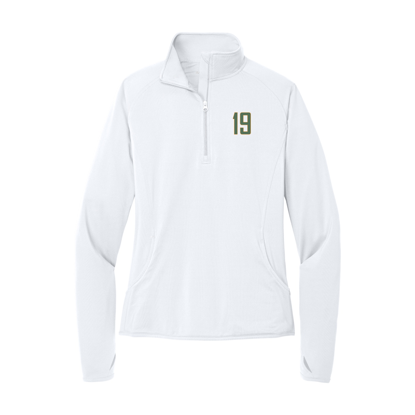 Women's Q-Zip Pullover — Front Shirsy in White