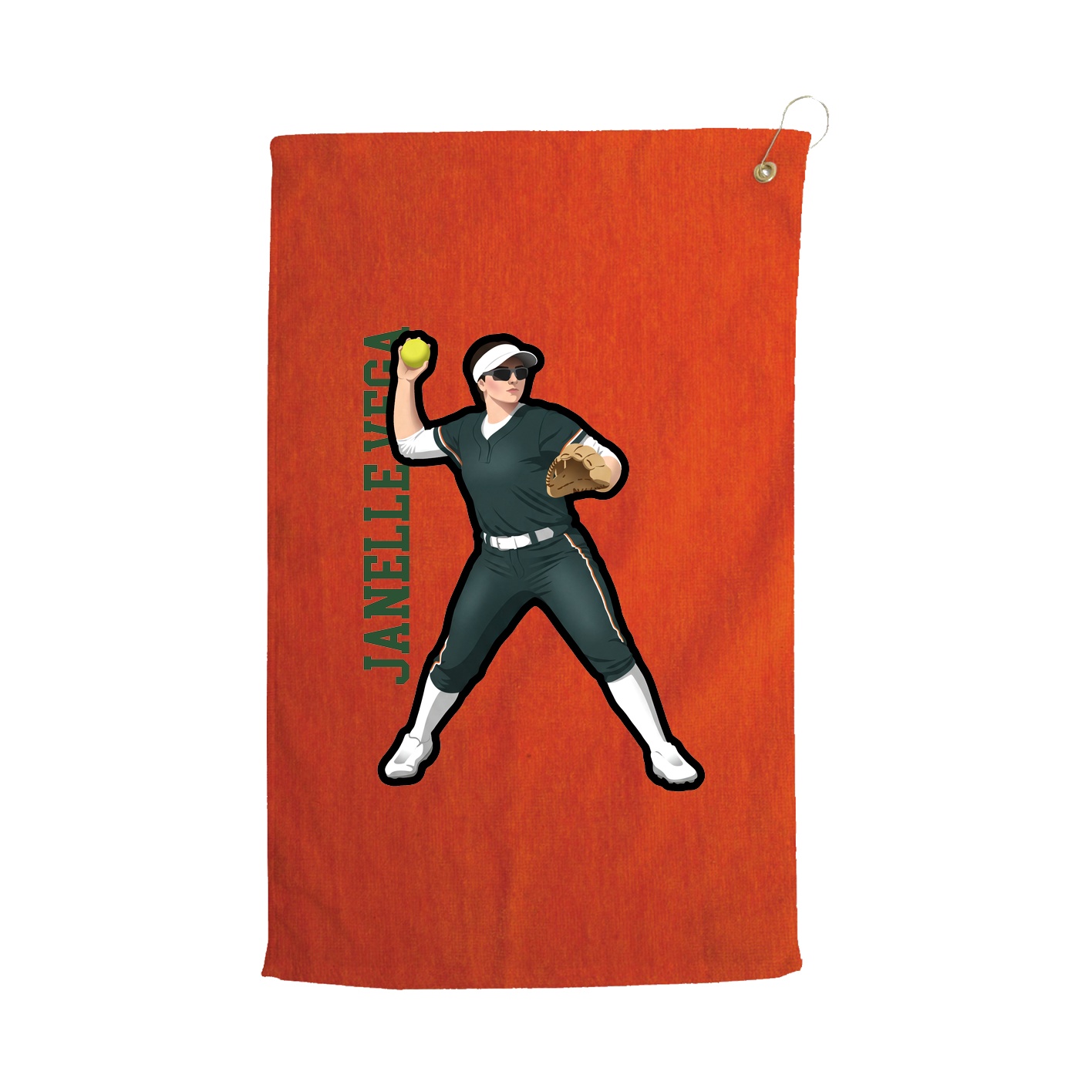 Golf Towel — Name Vertical in Orange