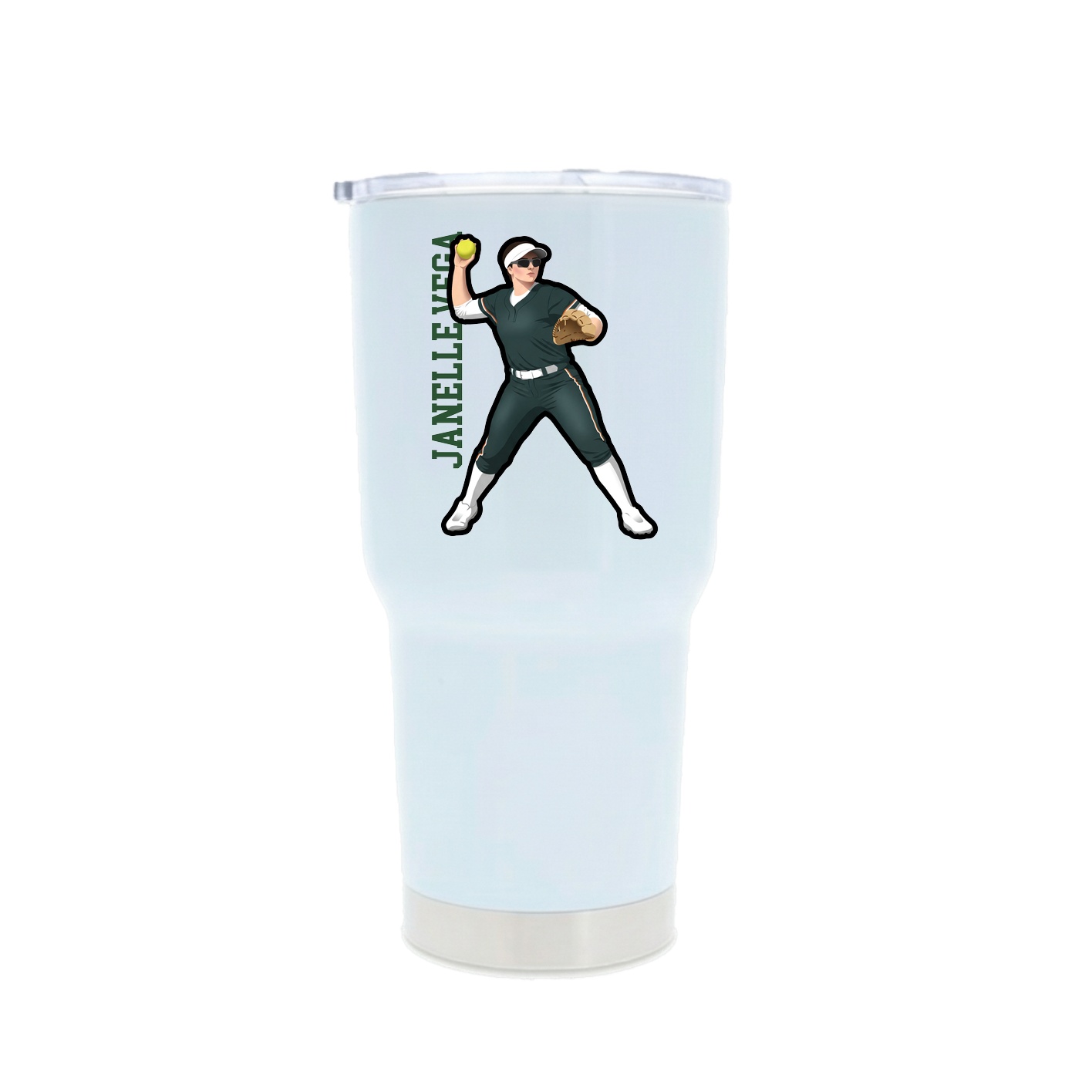 30oz Stainless Steel Tumbler — Name Vertical in White