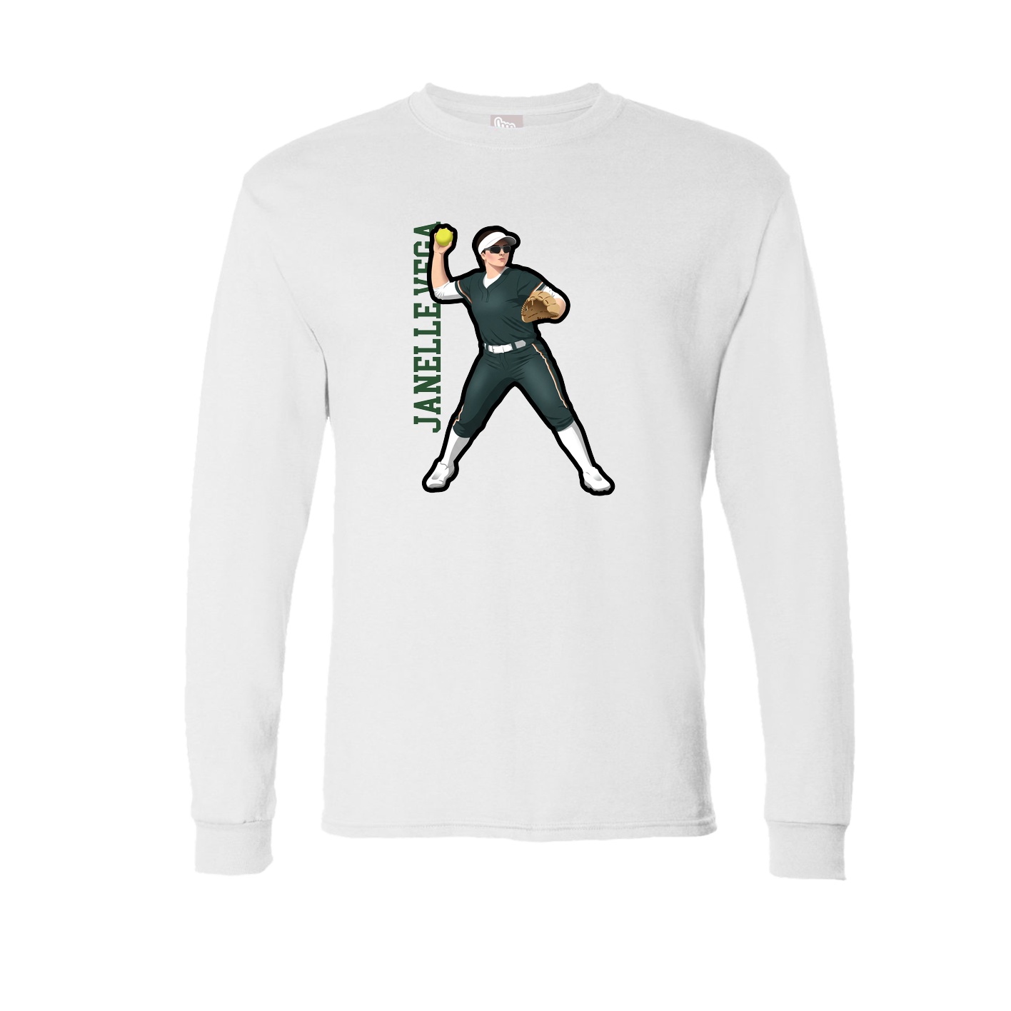 Long Sleeve Tee — Name Vertical in White