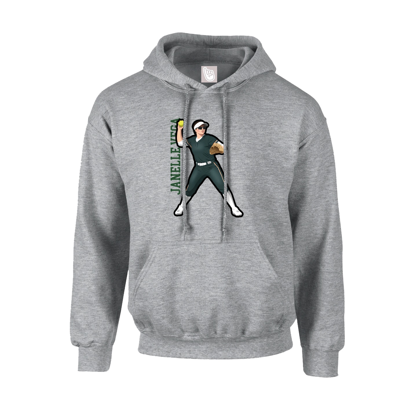 Youth Hoodie — Name Vertical in Grey