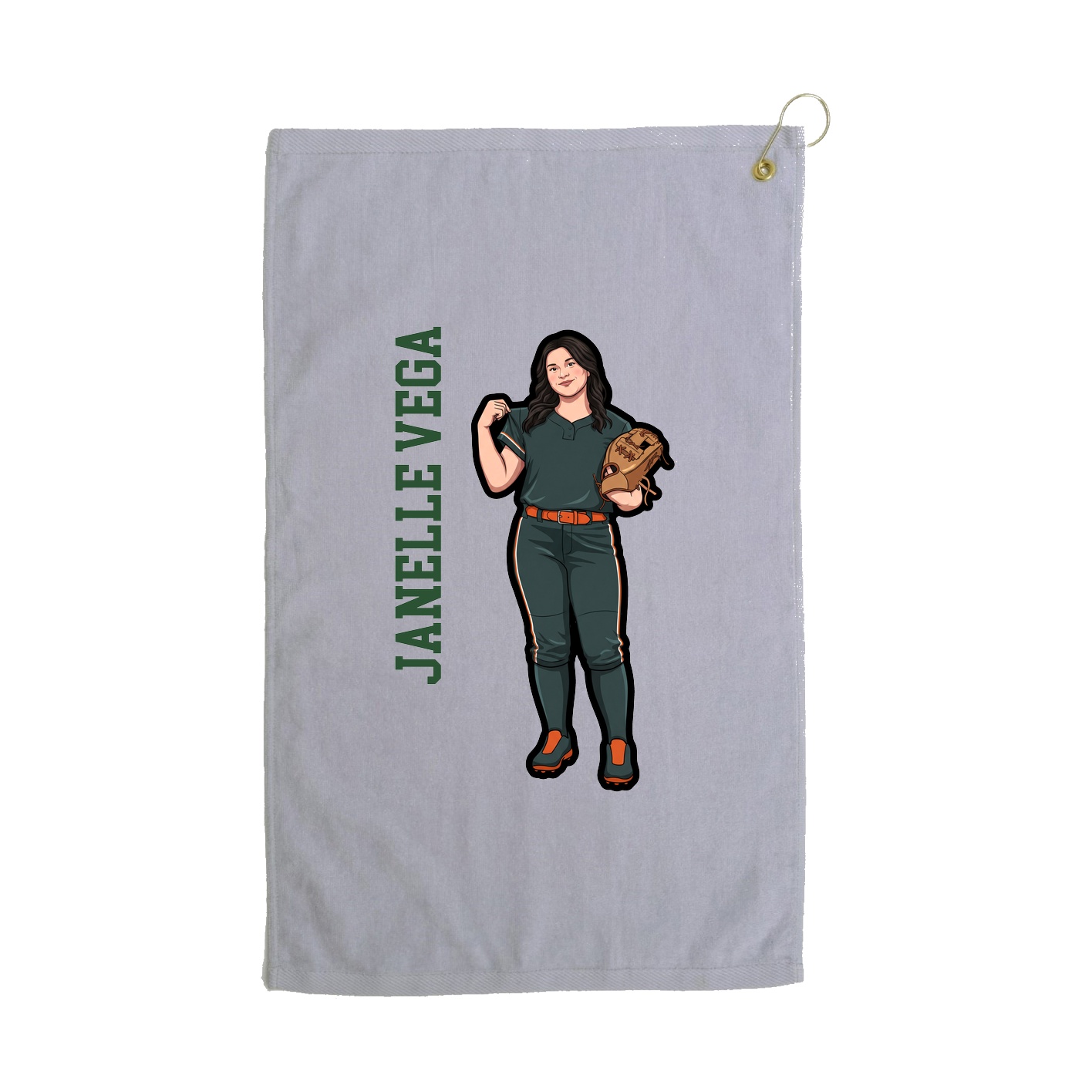 Golf Towel — Name Vertical in Grey