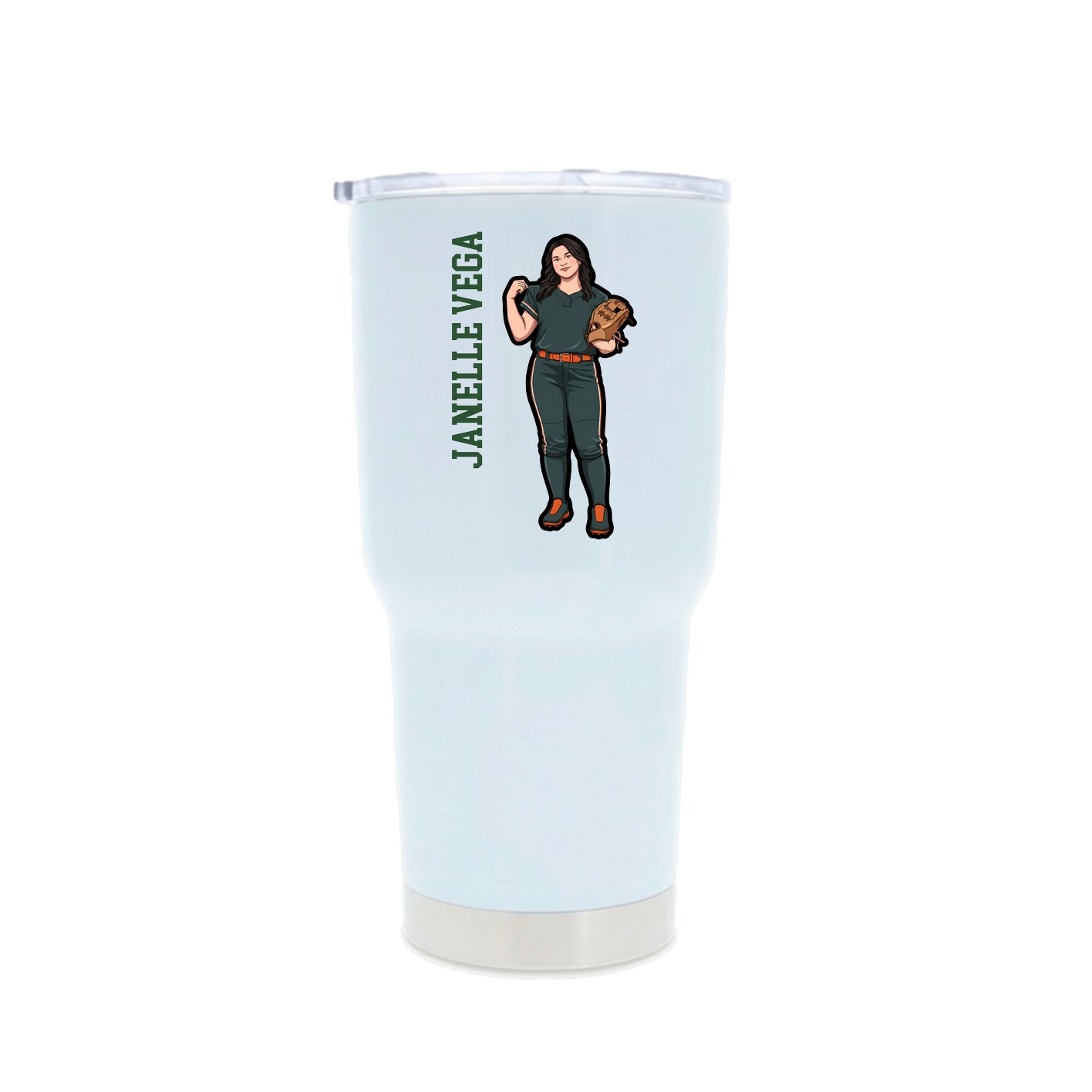 30oz Stainless Steel Tumbler — Name Vertical in White