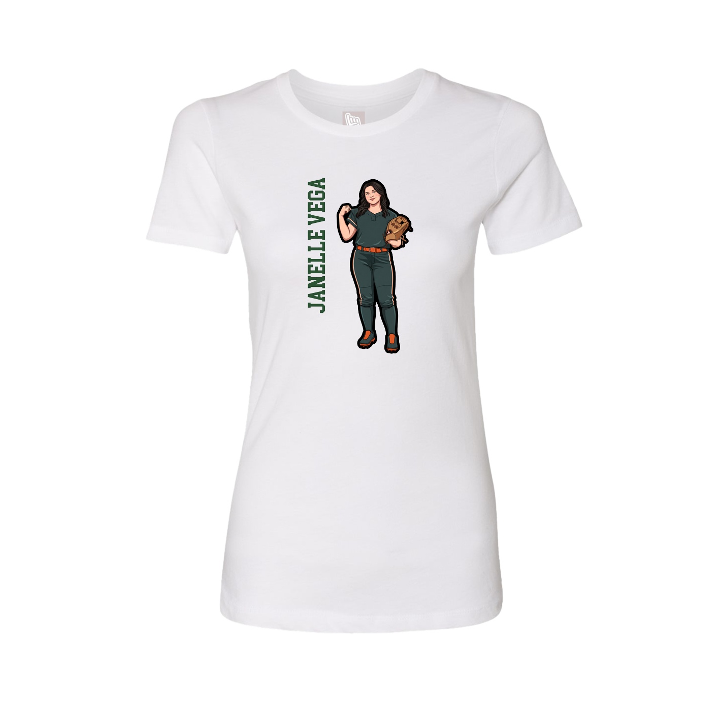 Fitted Women's Tee — Name Vertical in White