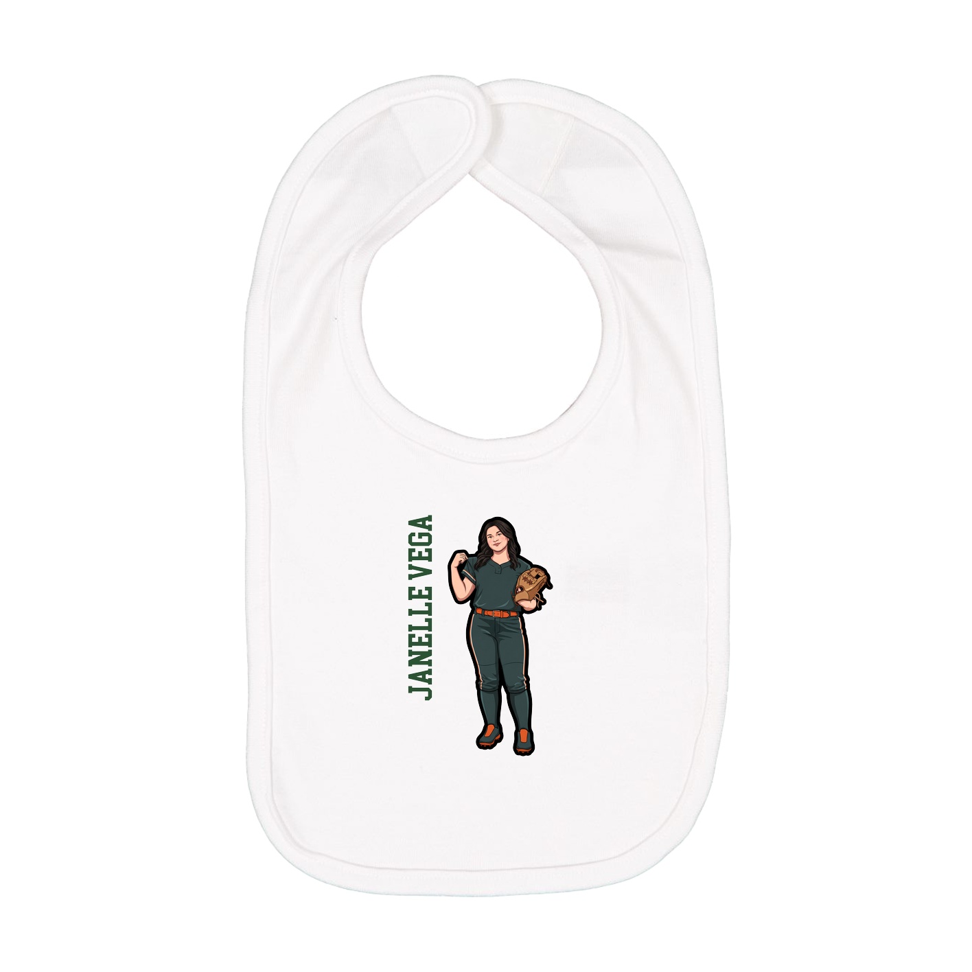 Infant Bib — Name Vertical in White