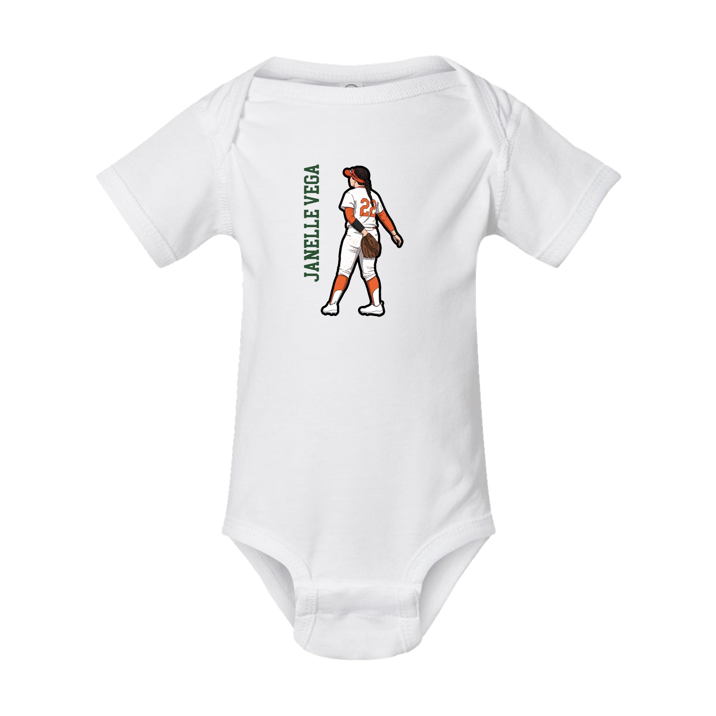 Baby Onesie — Name Vertical in White