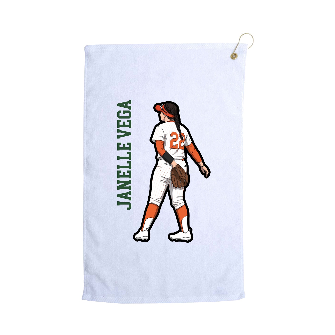 Golf Towel — Name Vertical in White