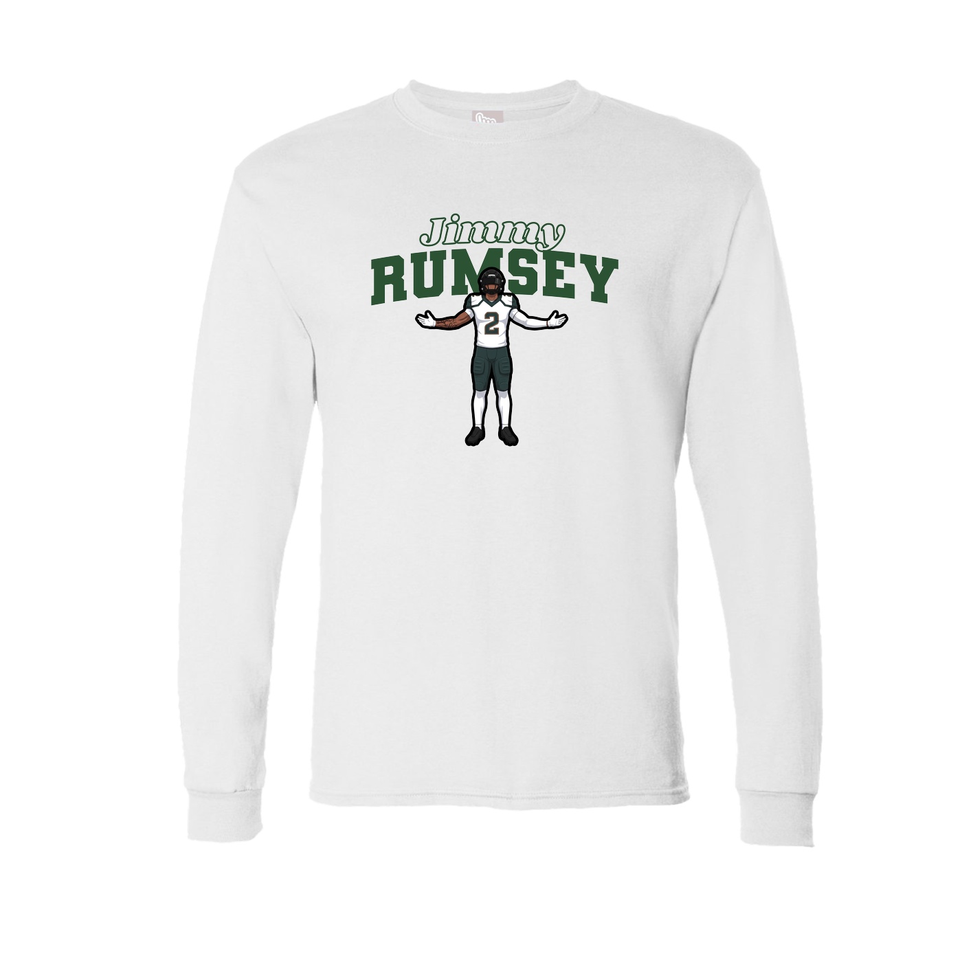 Long Sleeve Tee — Name Arch in White