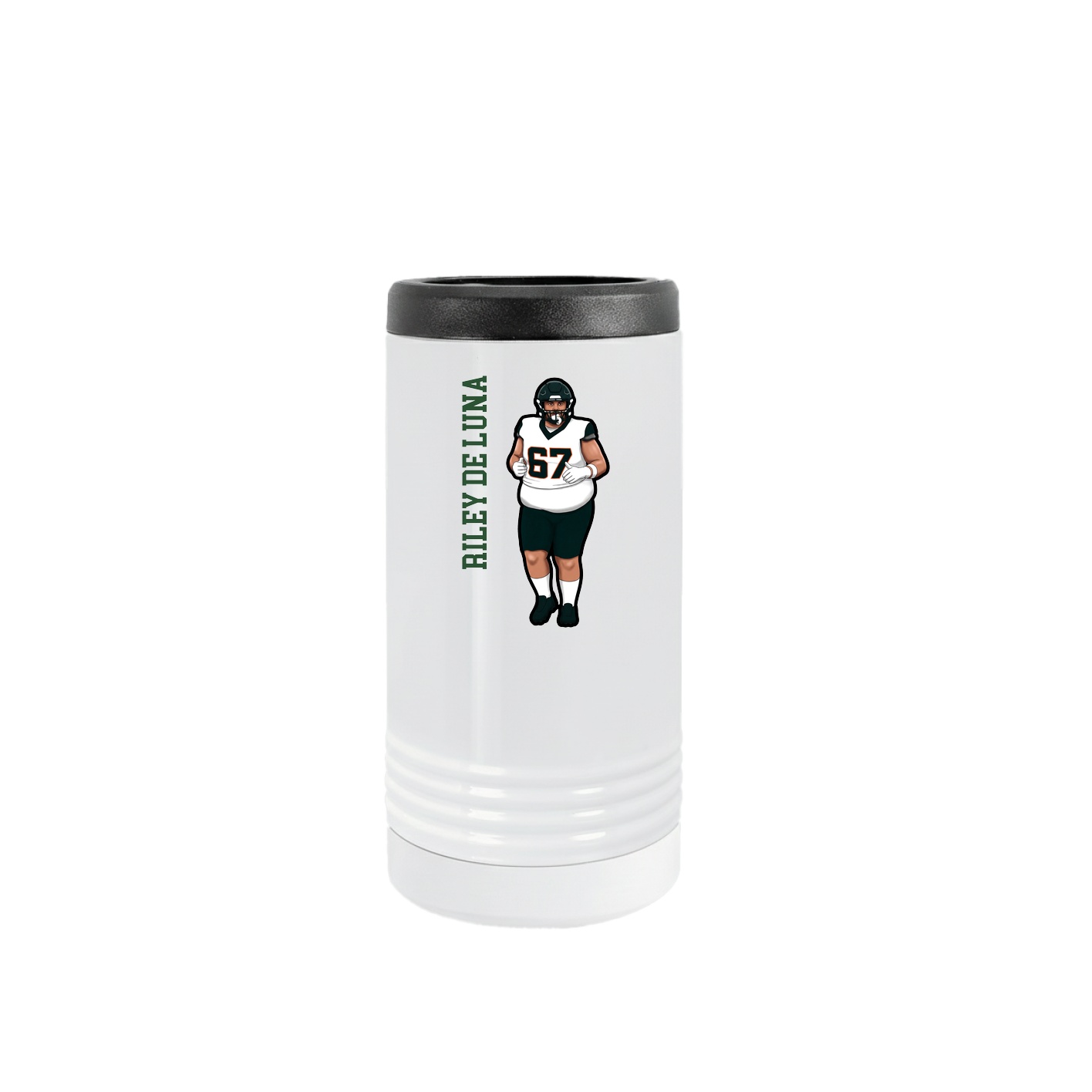 Slim Beverage Holder — Name Vertical in White