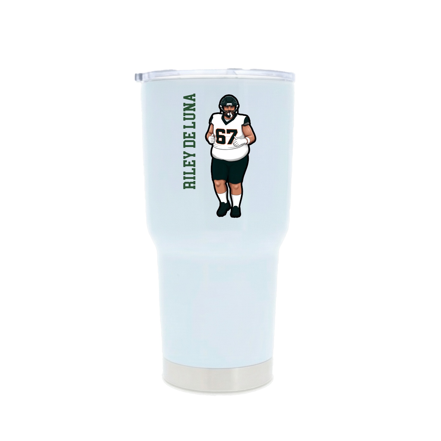 30oz Stainless Steel Tumbler — Name Vertical in White