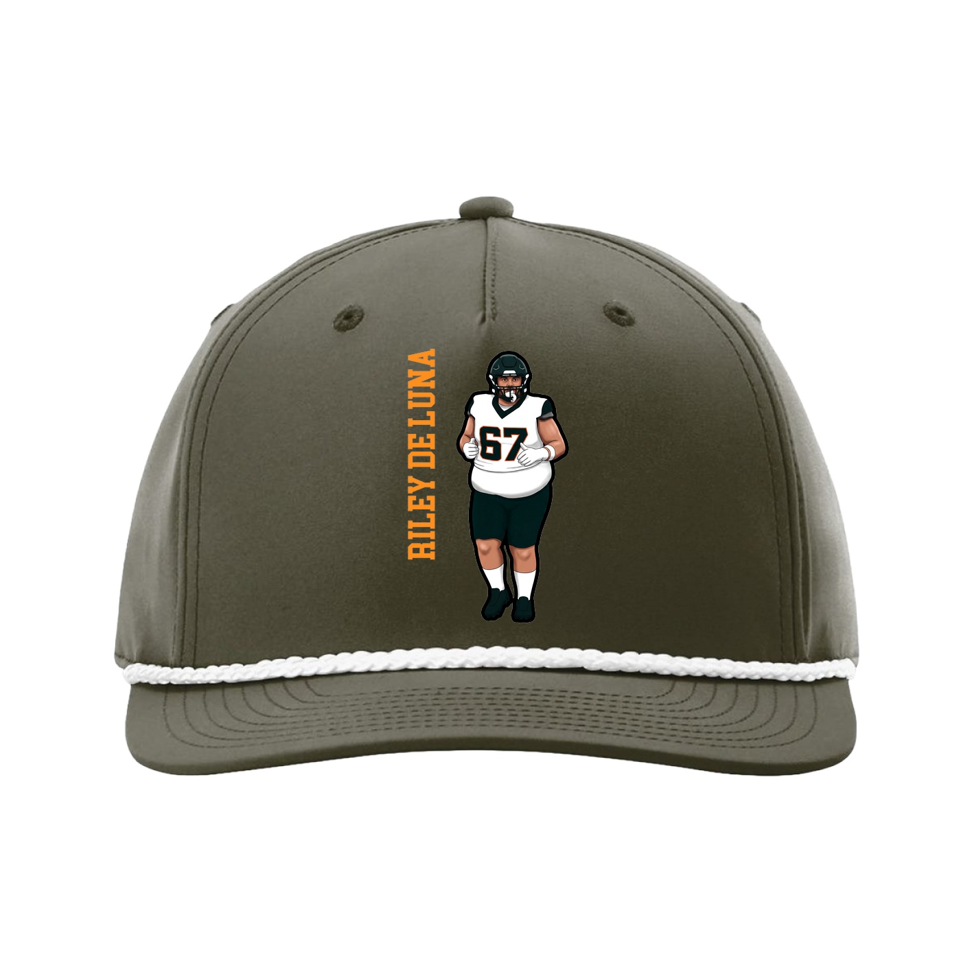Five-Panel Classic Rope Cap — Name Vertical in Green