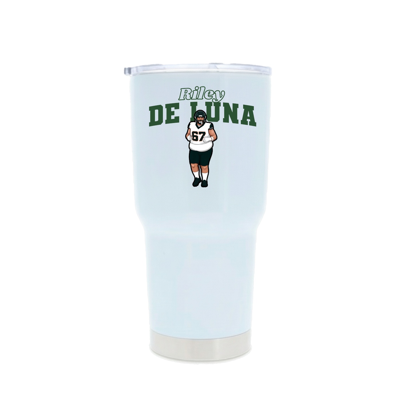 30oz Stainless Steel Tumbler — Name Arch in White