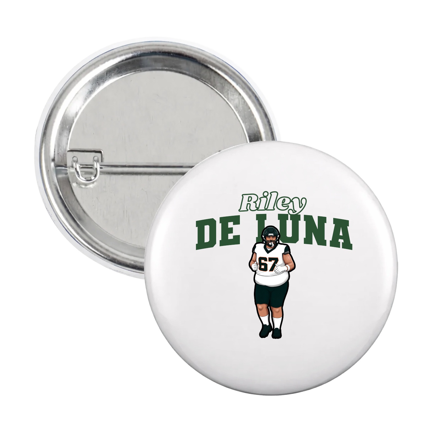 Game Day Button — Name Arch in White