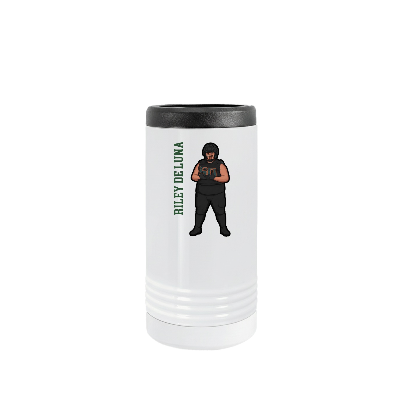 Slim Beverage Holder — Name Vertical in White