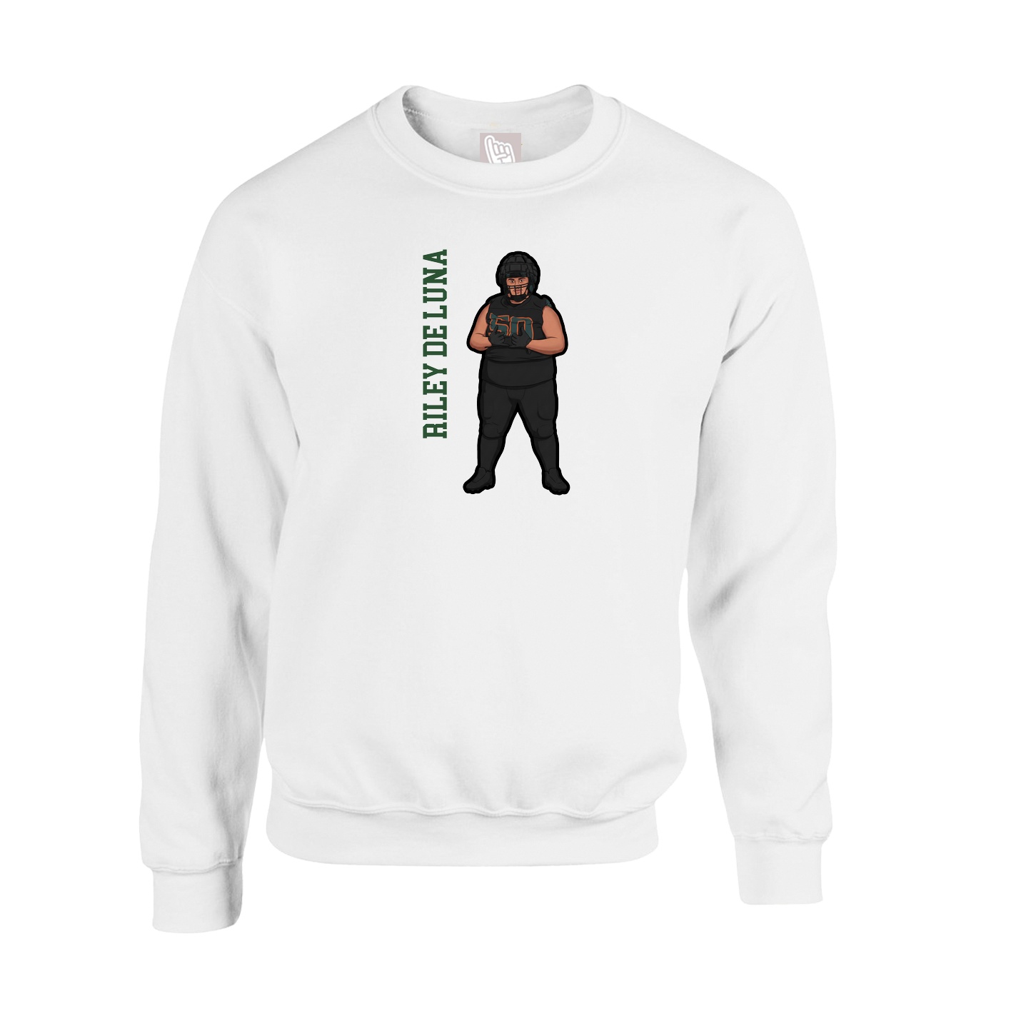 Fleece Crew — Name Vertical in White