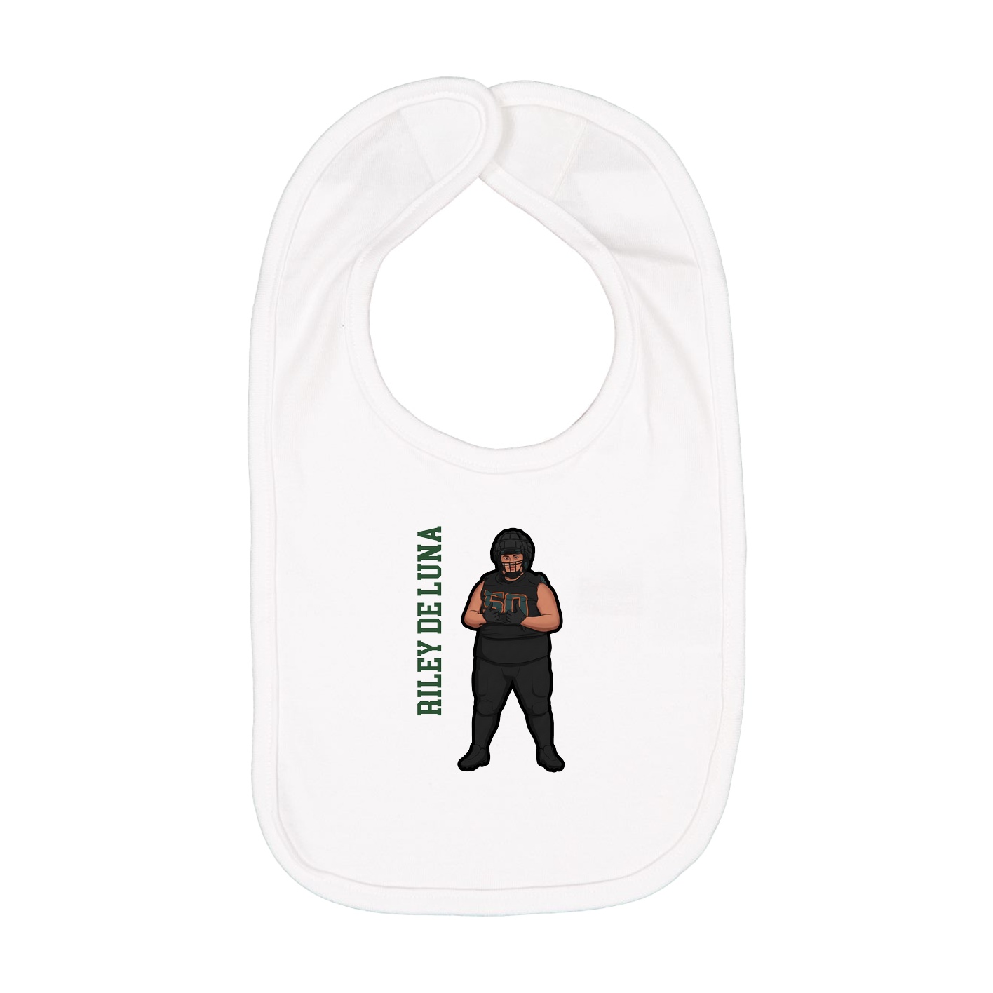 Infant Bib — Name Vertical in White