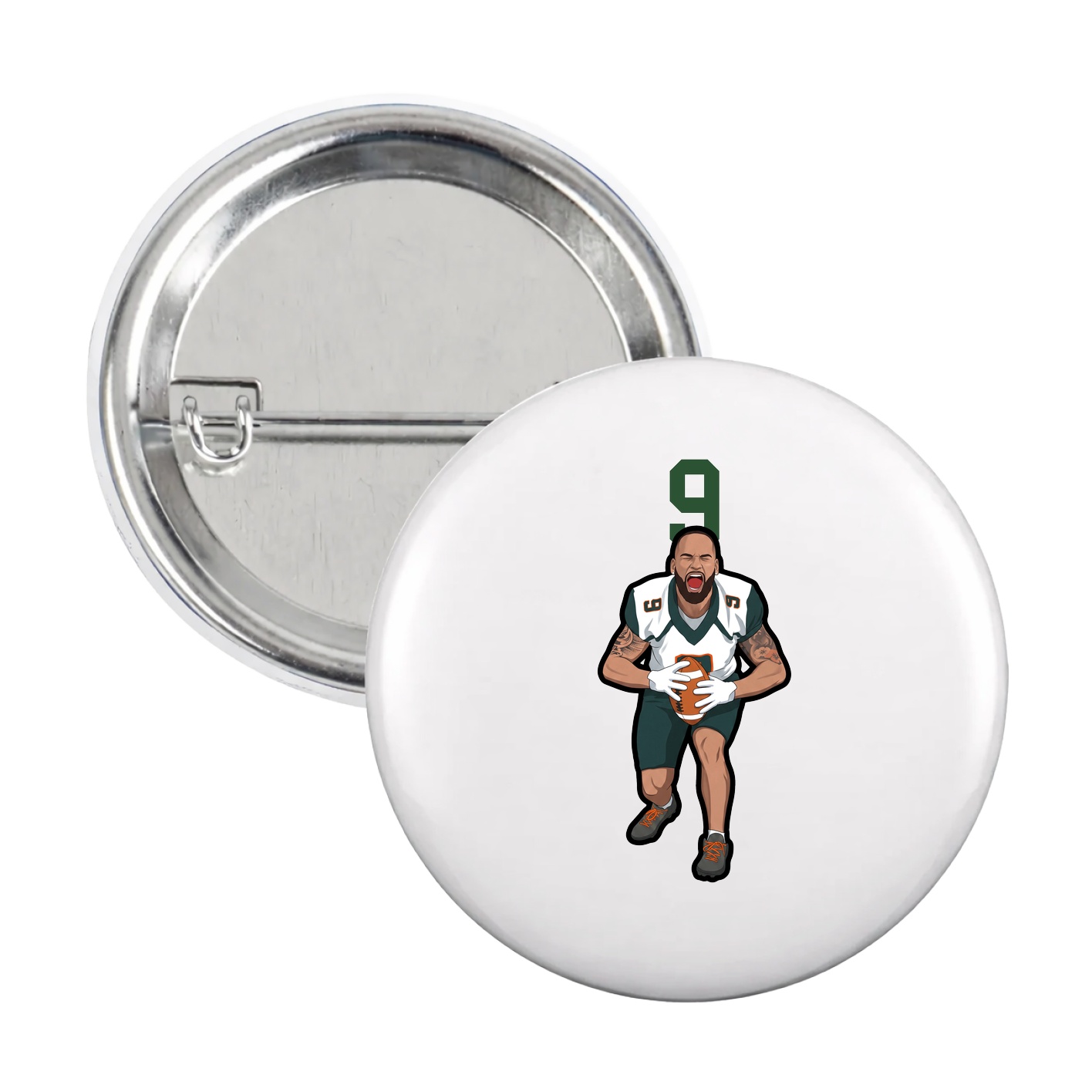 Game Day Button — Number Top in White