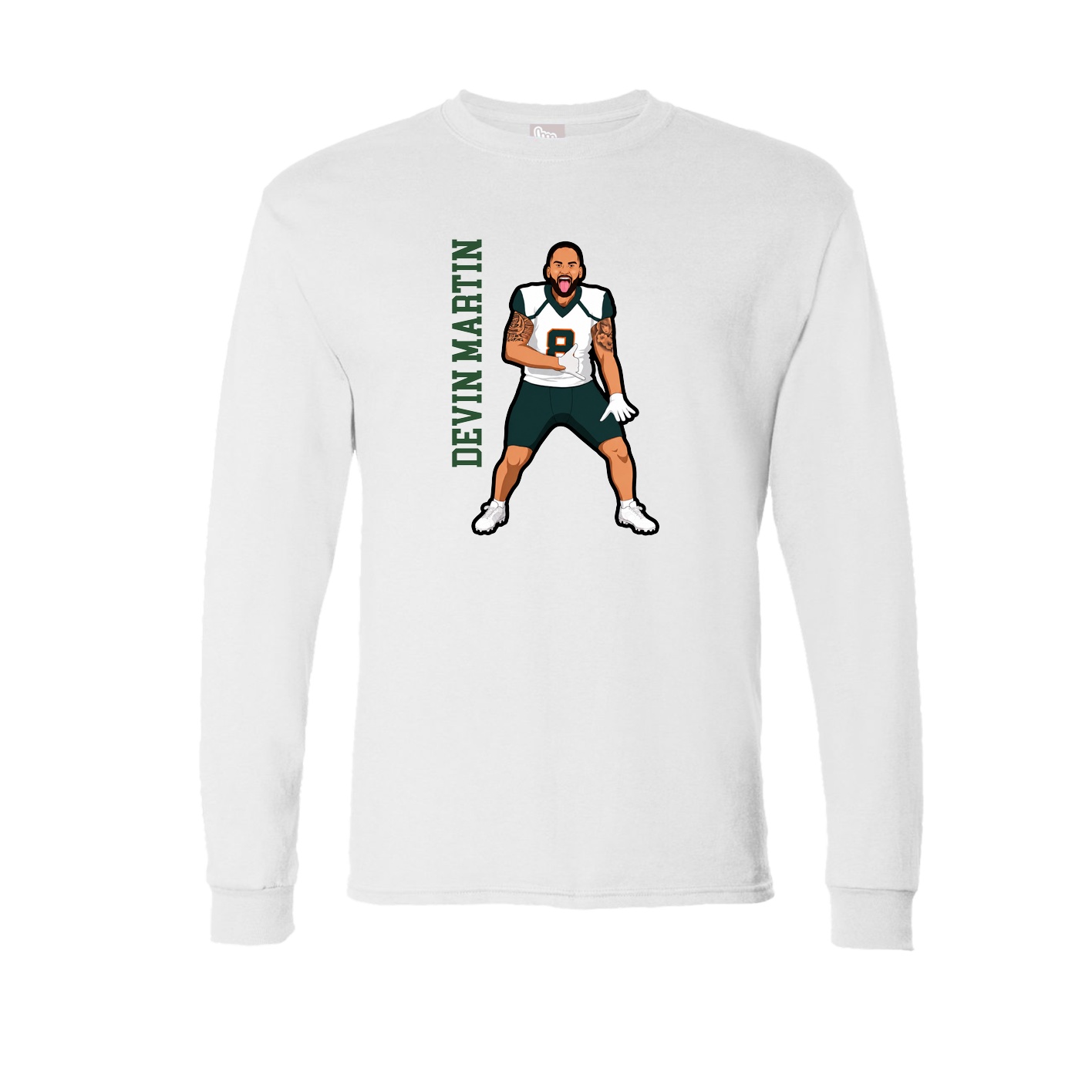 Long Sleeve Tee — Name Vertical in White