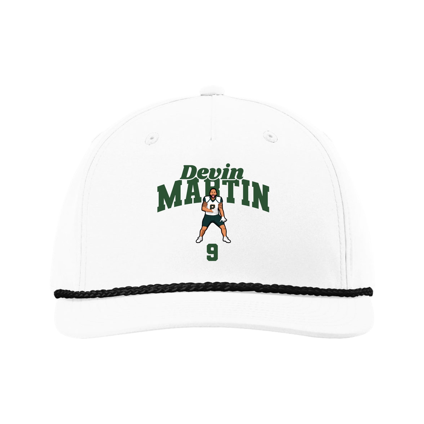 Five-Panel Classic Rope Cap — Signature Arch in White