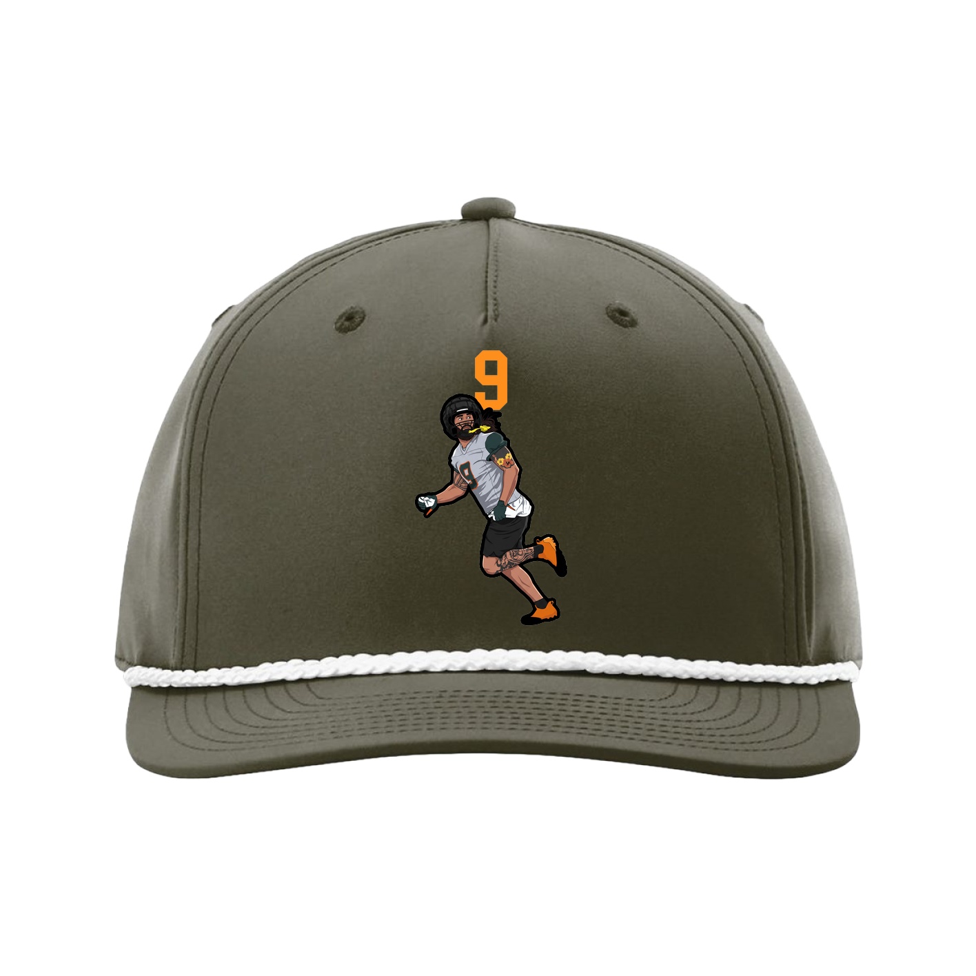 Five-Panel Classic Rope Cap — Number Top in Green