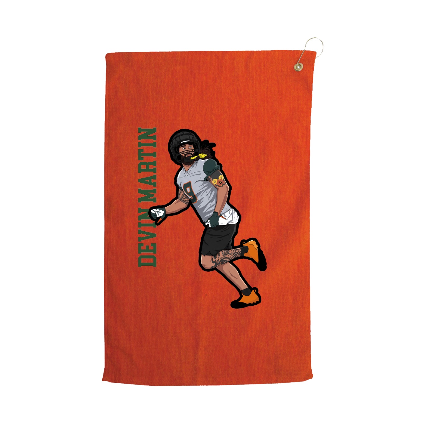 Golf Towel — Name Vertical in Orange