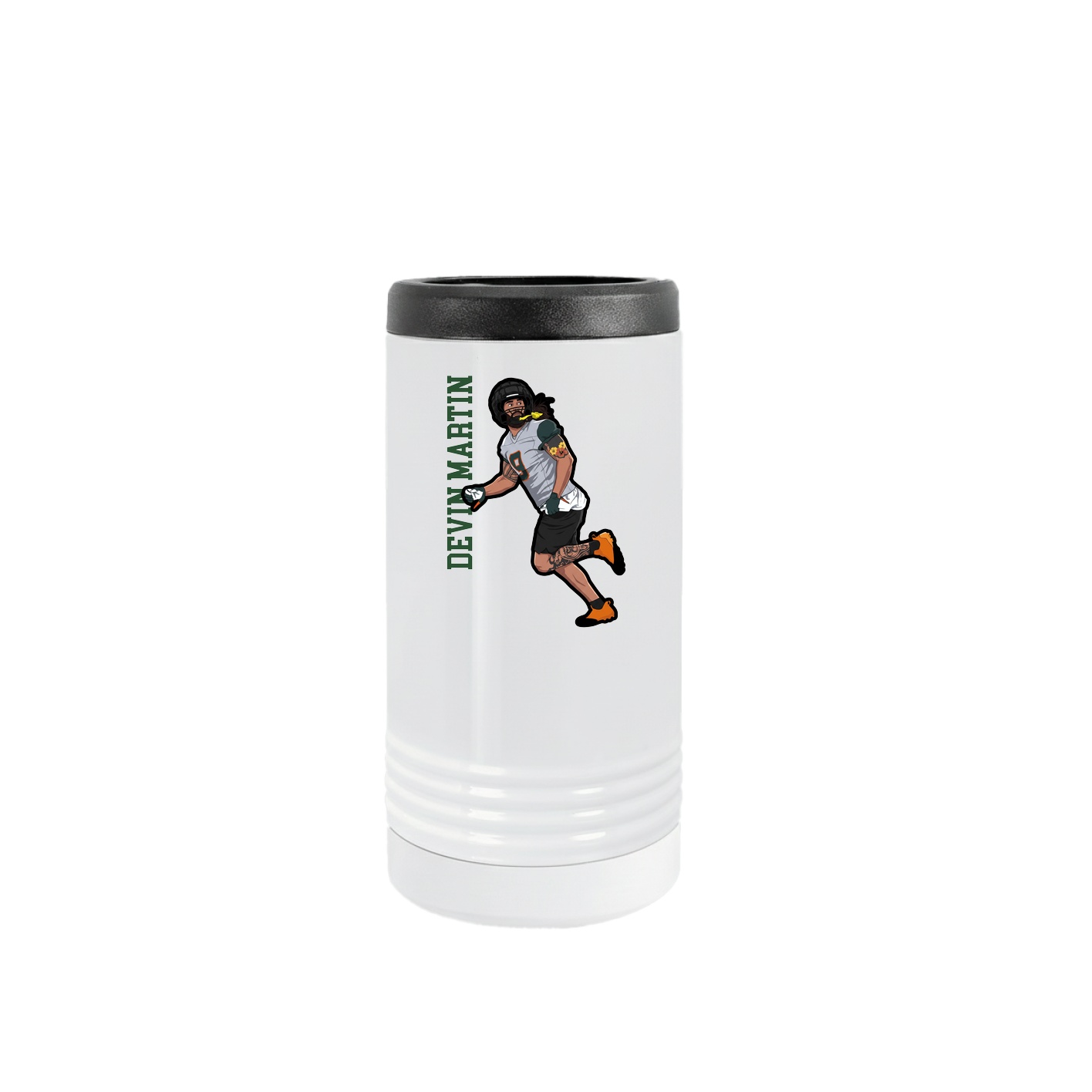 Slim Beverage Holder — Name Vertical in White