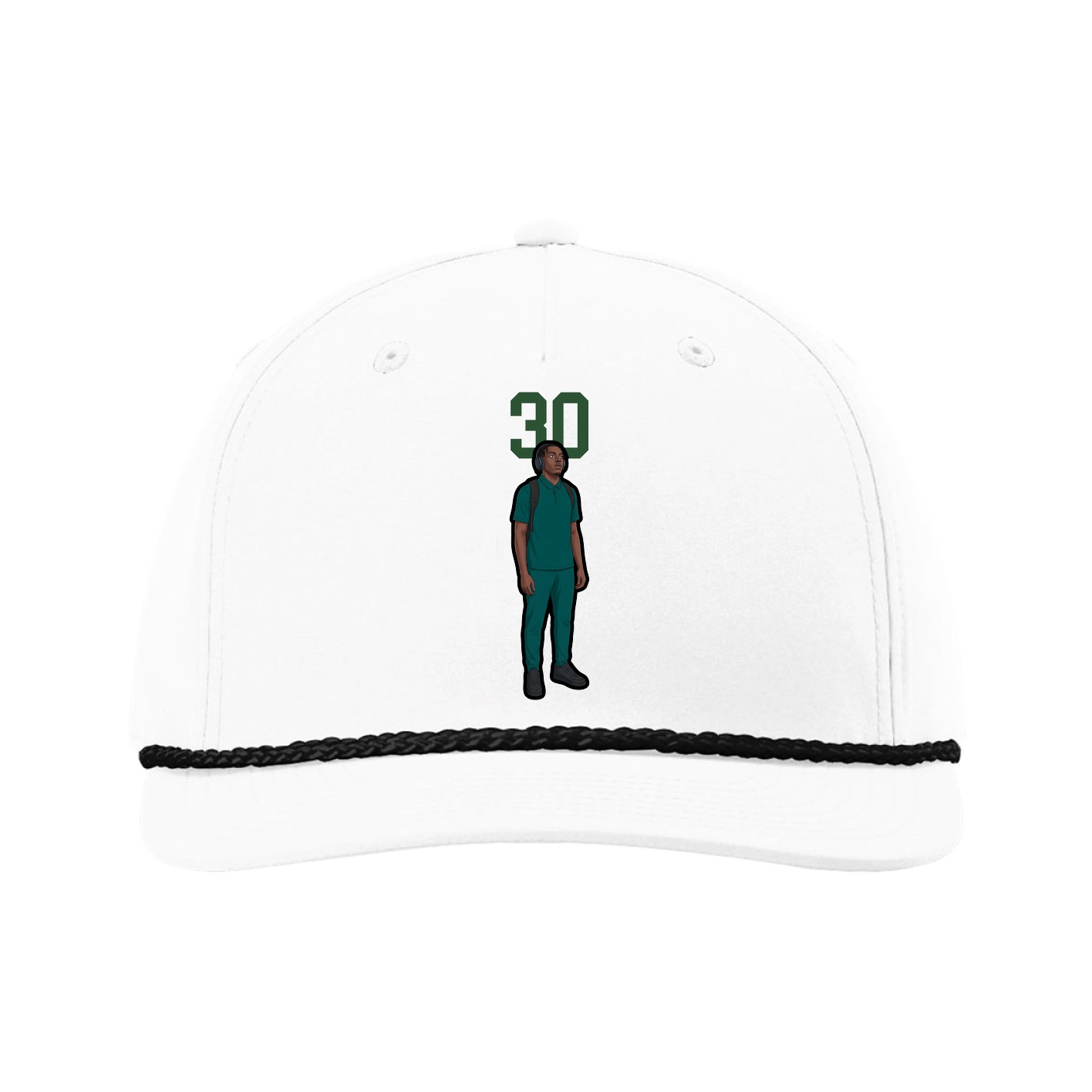 Five-Panel Classic Rope Cap — Number Top in White