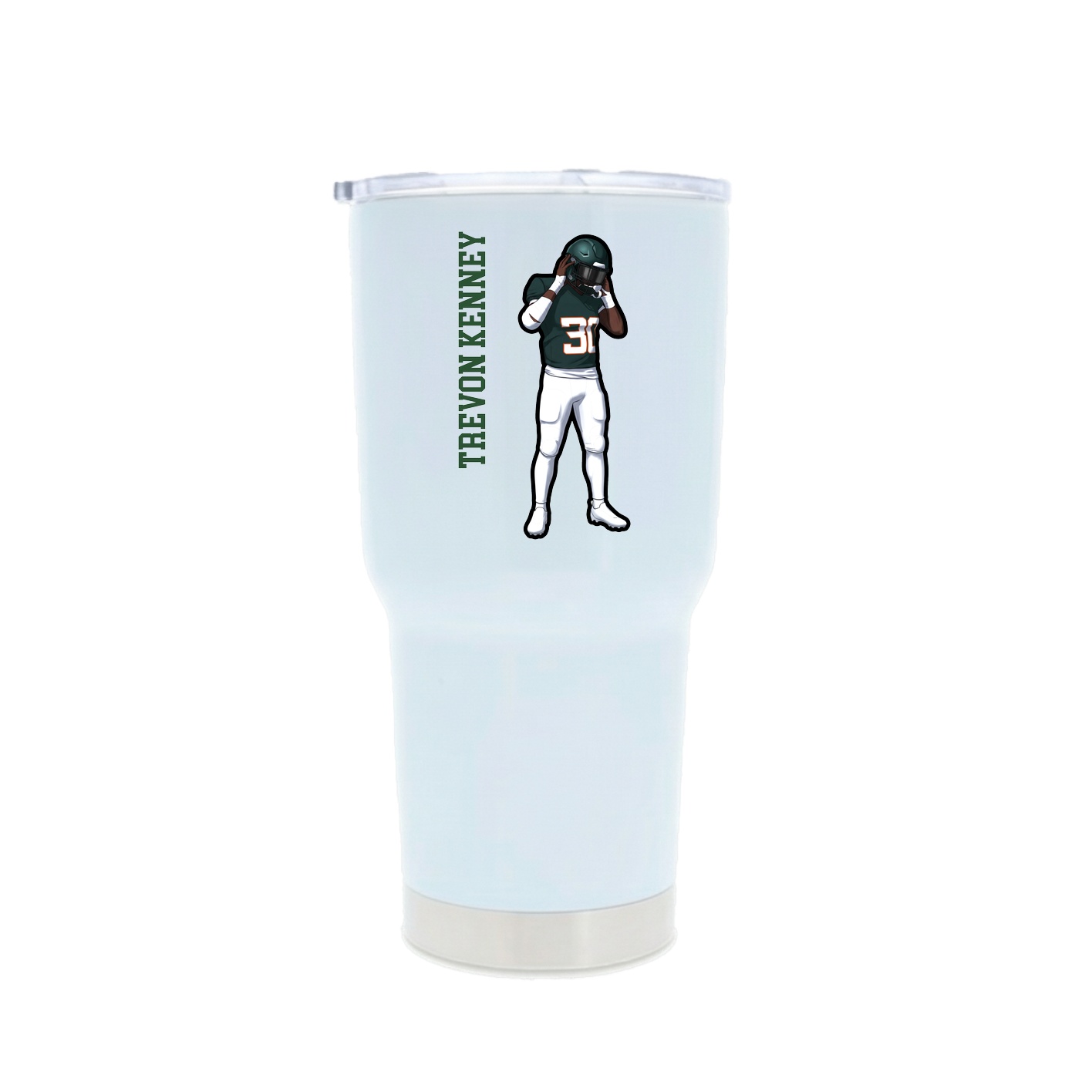 30oz Stainless Steel Tumbler — Name Vertical in White