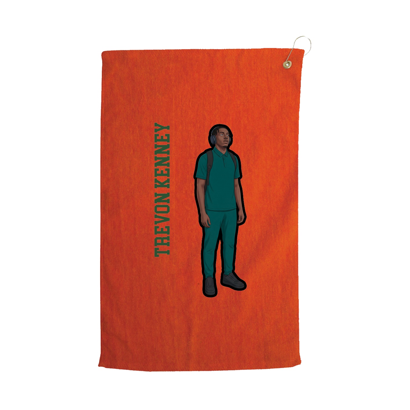 Golf Towel — Name Vertical in Orange