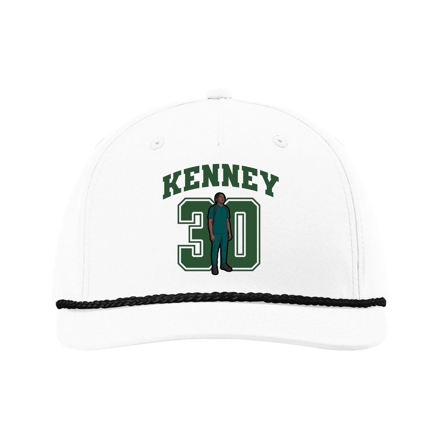 Five-Panel Classic Rope Cap — Number in White
