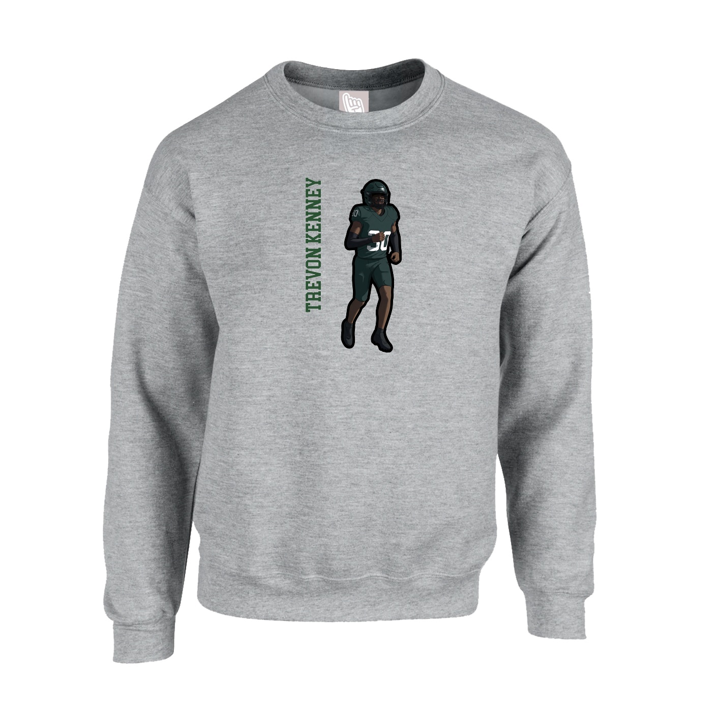 Fleece Crew — Name Vertical in Grey