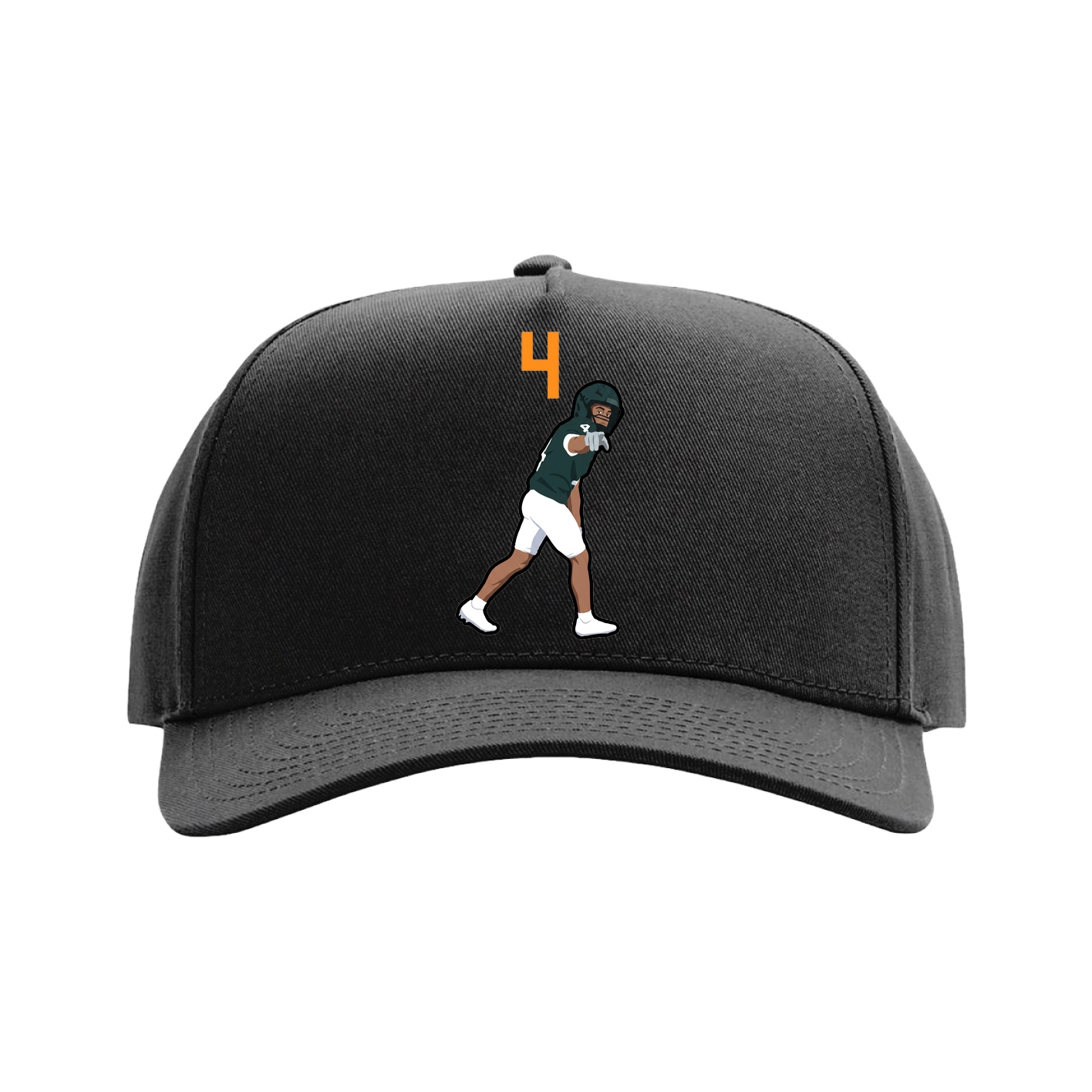 Full Fabric Five-Panel Champ Cap — Number Top in Black
